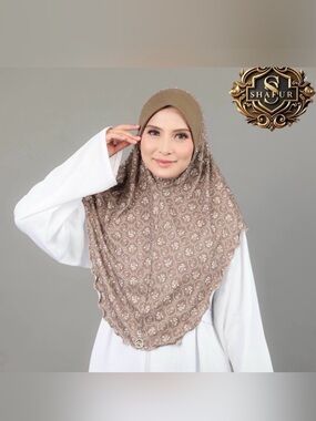 Brownish taupe Floral-Print Women's Hijab